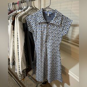 Urban Outfitters Black and Blue A-Line Dress with Notched Collar